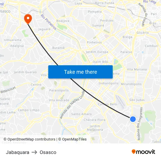 Jabaquara to Osasco map