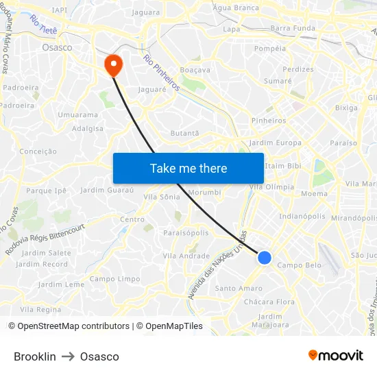 Brooklin to Osasco map