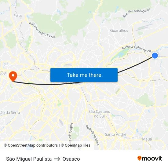São Miguel Paulista to Osasco map