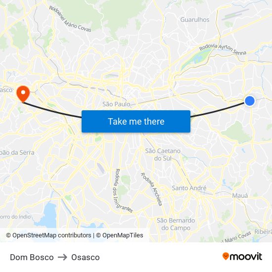 Dom Bosco to Osasco map