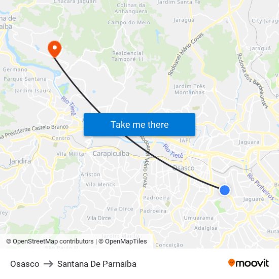 Osasco to Santana De Parnaíba map