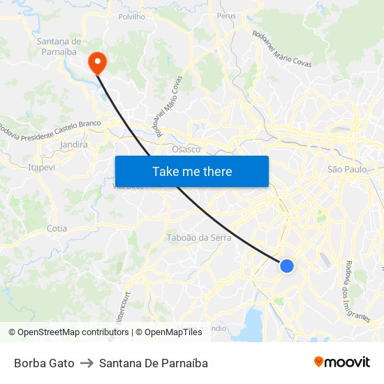 Borba Gato to Santana De Parnaíba map