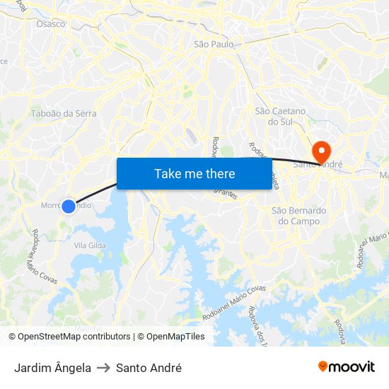 Jardim Ângela to Santo André map