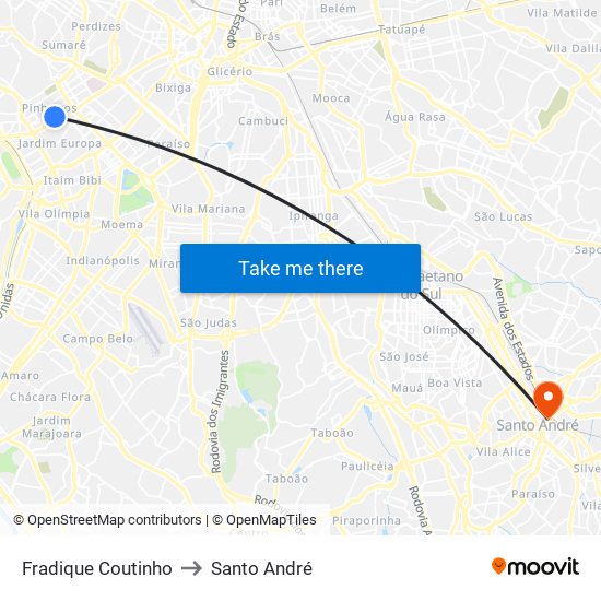 Fradique Coutinho to Santo André map