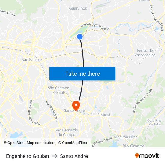 Engenheiro Goulart to Santo André map