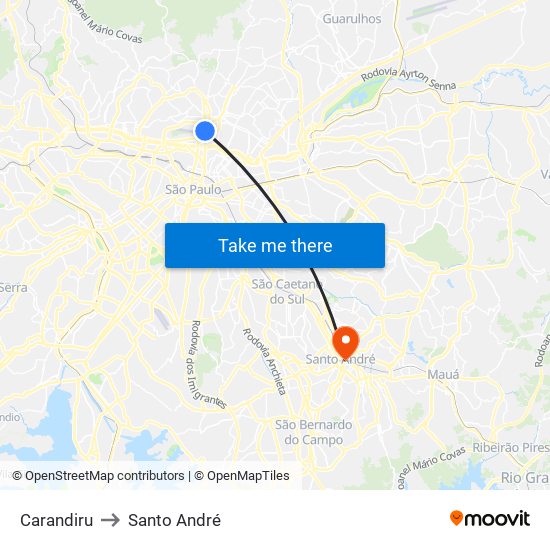 Carandiru to Santo André map