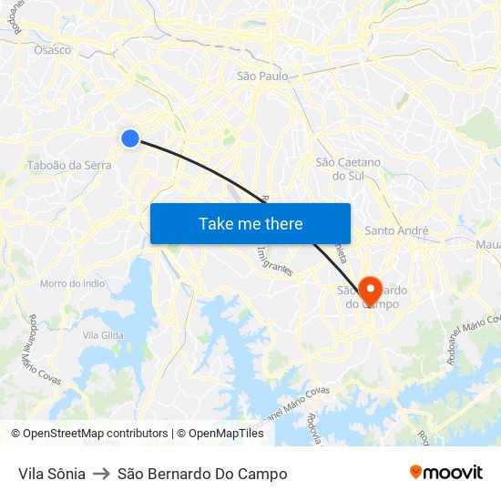 Vila Sônia to São Bernardo Do Campo map