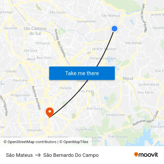 São Mateus to São Bernardo Do Campo map