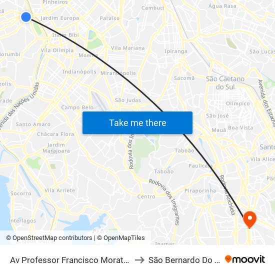 Av Professor Francisco Morato 100 - B/C to São Bernardo Do Campo map