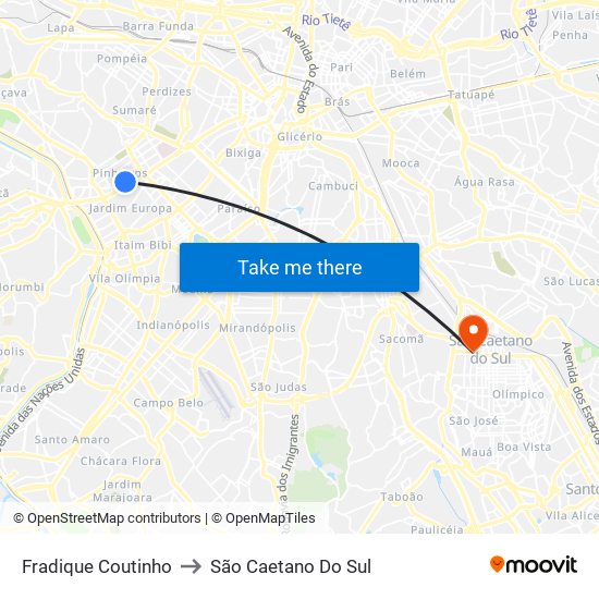 Fradique Coutinho to São Caetano Do Sul map