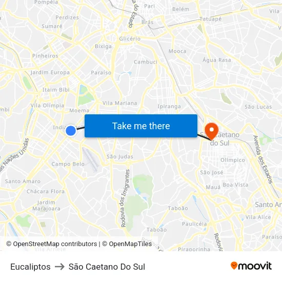 Eucaliptos to São Caetano Do Sul map
