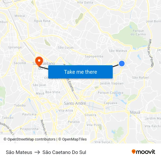 São Mateus to São Caetano Do Sul map