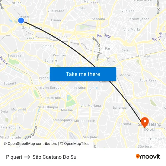 Piqueri to São Caetano Do Sul map