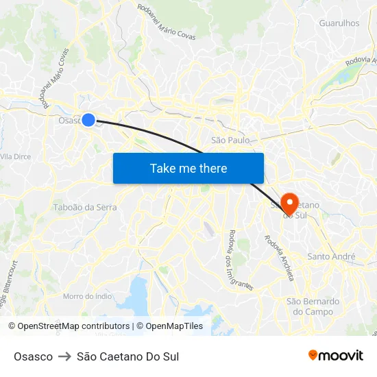 Osasco to São Caetano Do Sul map