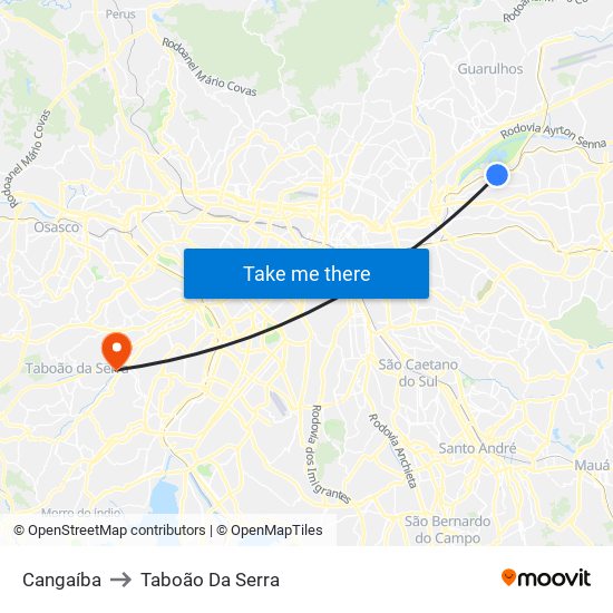 Cangaíba to Taboão Da Serra map