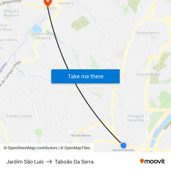 Jardim São Luís to Taboão Da Serra map