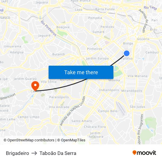 Brigadeiro to Taboão Da Serra map
