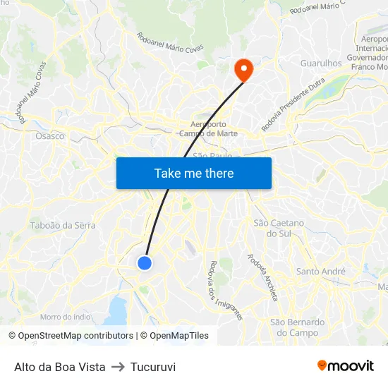 Alto da Boa Vista to Tucuruvi map