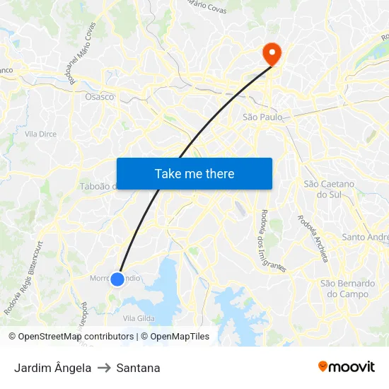 Jardim Ângela to Santana map