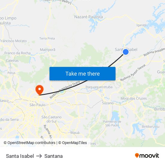 Santa Isabel to Santana map