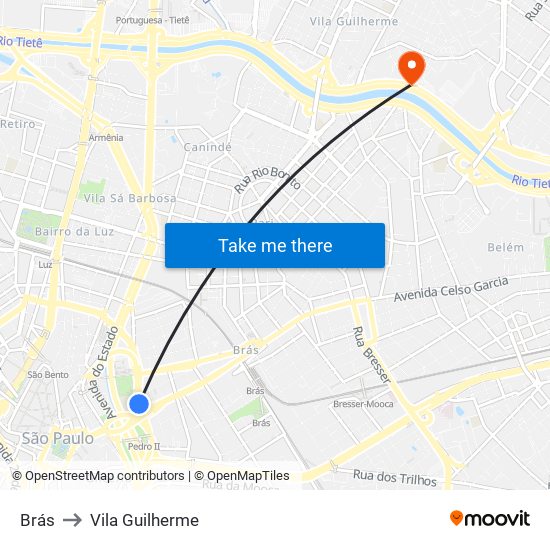 Brás to Vila Guilherme map