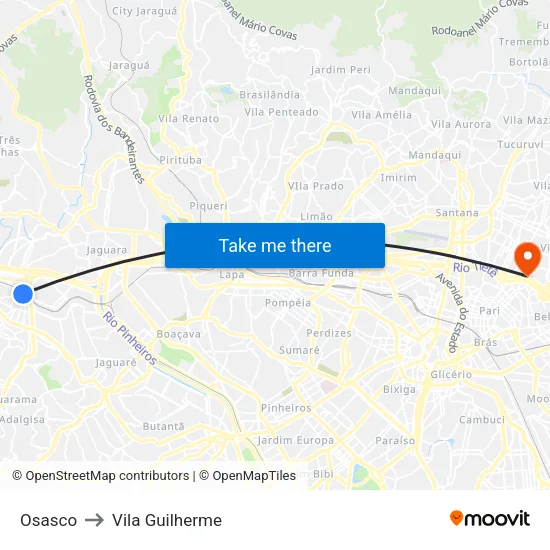 Osasco to Vila Guilherme map