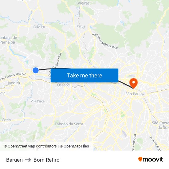 Barueri to Bom Retiro map