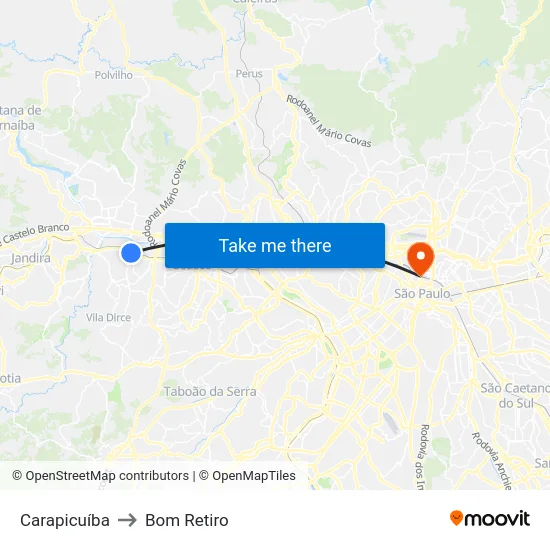 Carapicuíba to Bom Retiro map