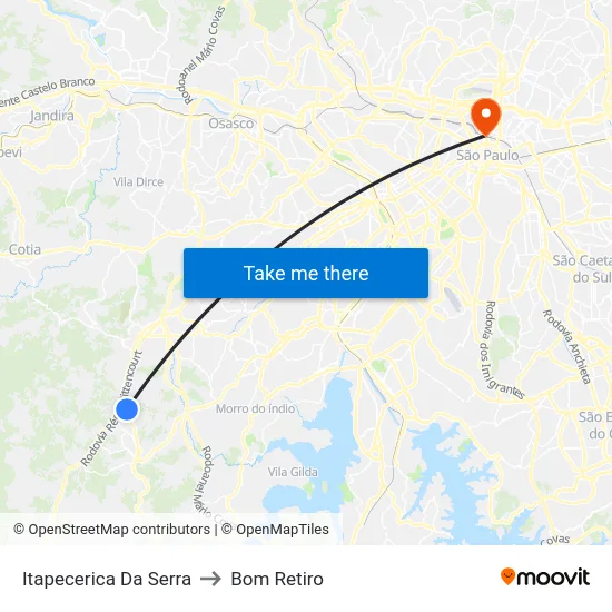 Itapecerica Da Serra to Bom Retiro map