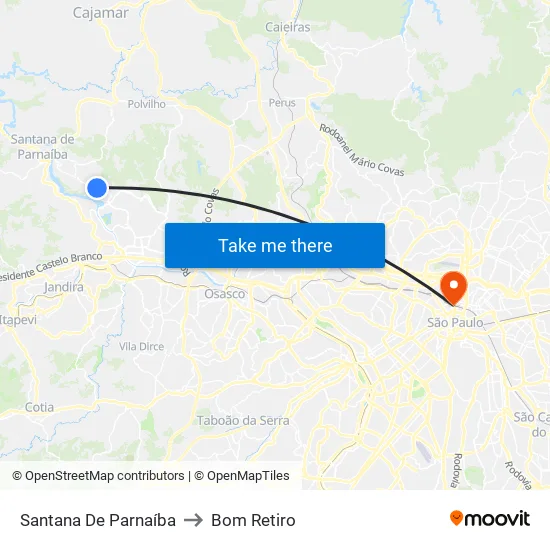 Santana De Parnaíba to Bom Retiro map
