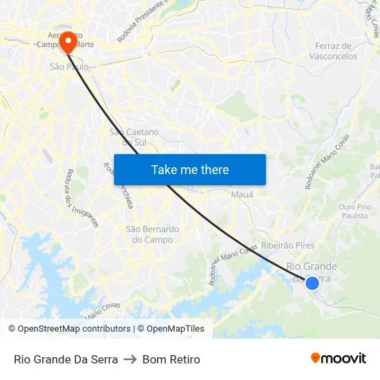 Rio Grande Da Serra to Bom Retiro map