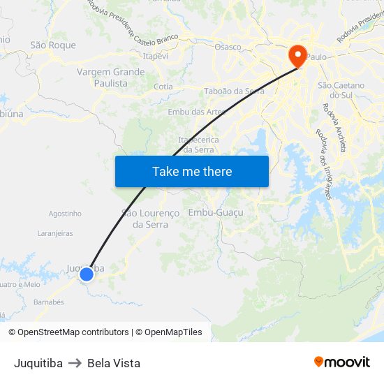 Juquitiba to Bela Vista map