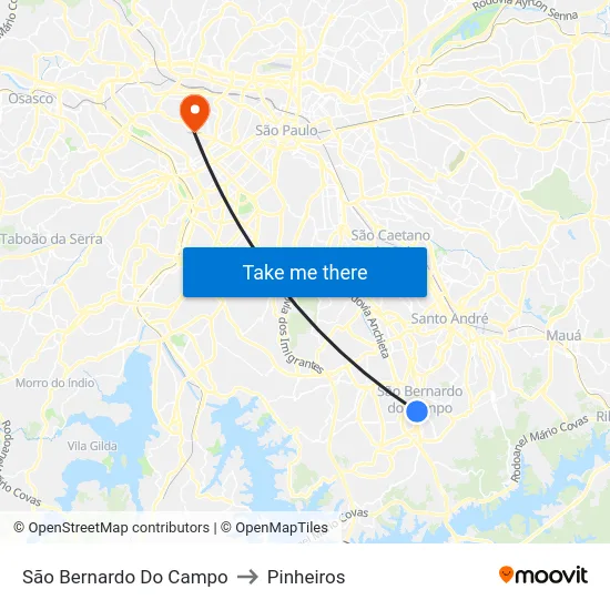 São Bernardo Do Campo to Pinheiros map
