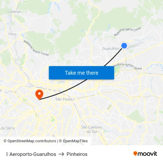 ✈️ Aeroporto-Guarulhos to Pinheiros map