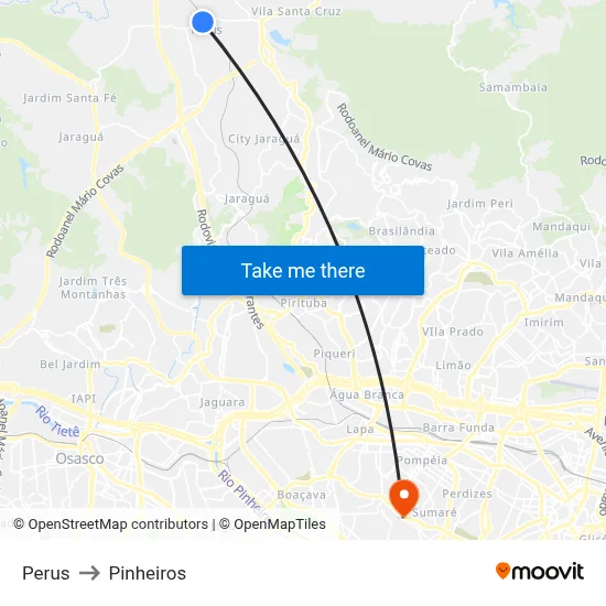 Perus to Pinheiros map