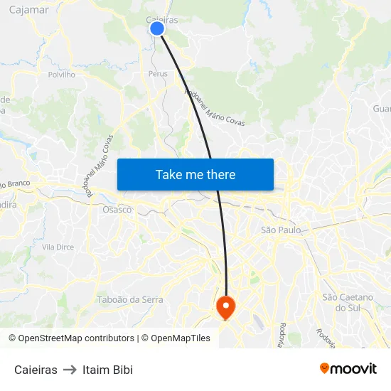 Caieiras to Itaim Bibi map