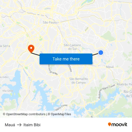 Mauá to Itaim Bibi map