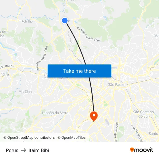 Perus to Itaim Bibi map