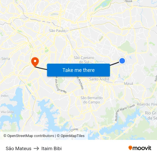 São Mateus to Itaim Bibi map