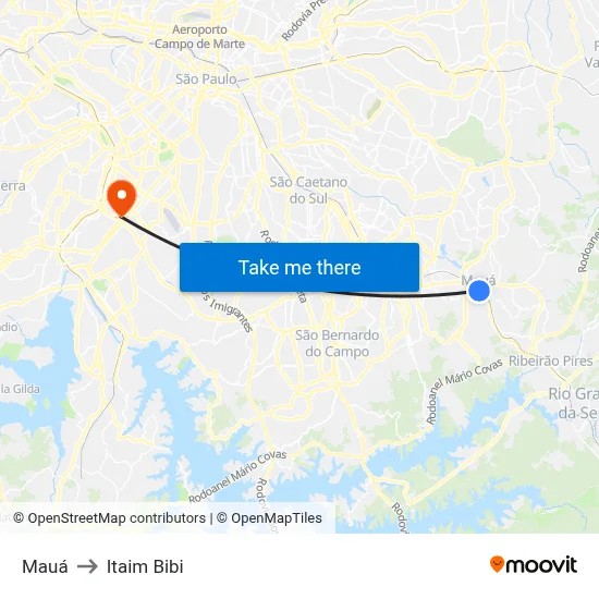 Mauá to Itaim Bibi map