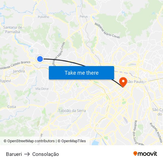Barueri to Consolação map