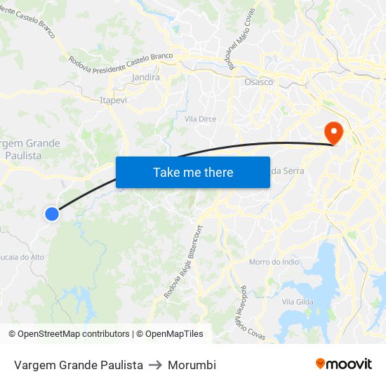 Vargem Grande Paulista to Morumbi map