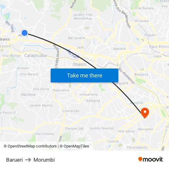 Barueri to Morumbi map