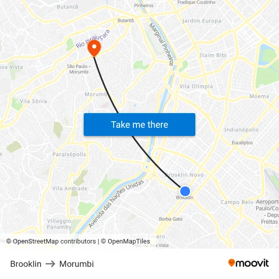 Brooklin to Morumbi map
