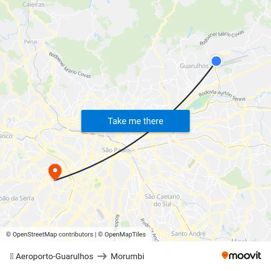 ✈️ Aeroporto-Guarulhos to Morumbi map