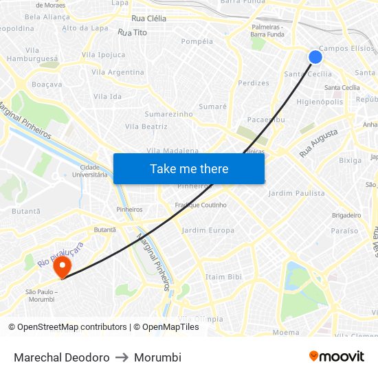 Marechal Deodoro to Morumbi map