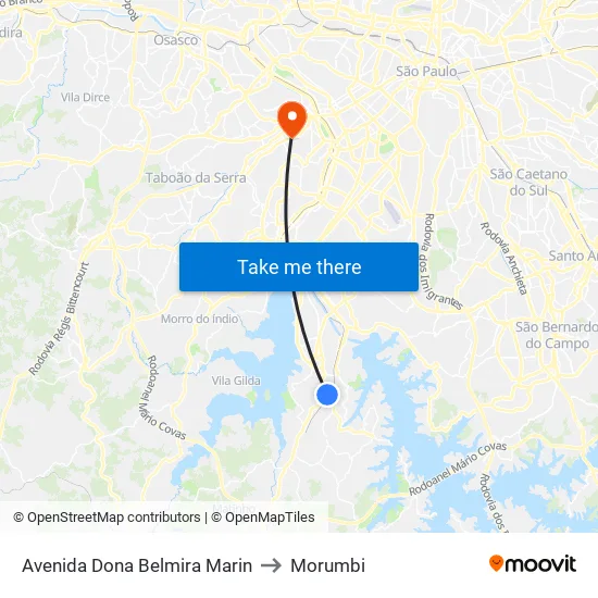 Avenida Dona Belmira Marin to Morumbi map