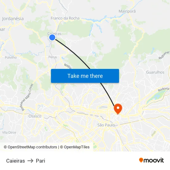Caieiras to Pari map