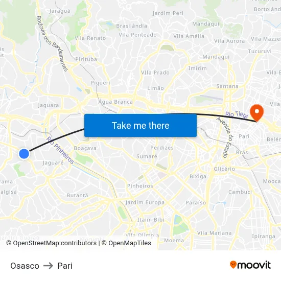 Osasco to Pari map
