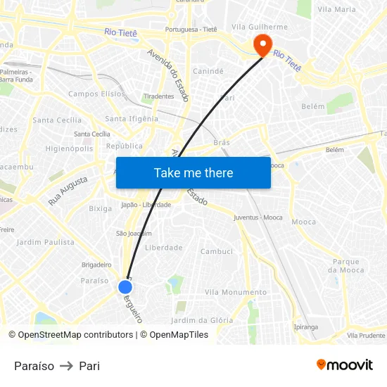 Paraíso to Pari map